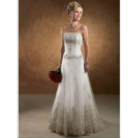 Maggie Sottero Couture Women's Champage Ohelia Embellished Wedding Gown - 4 - Picture 1 of 17
